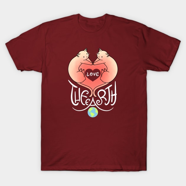 Love the Earth - Cat Heart V.2 T-Shirt by ClaudiaRinaldi